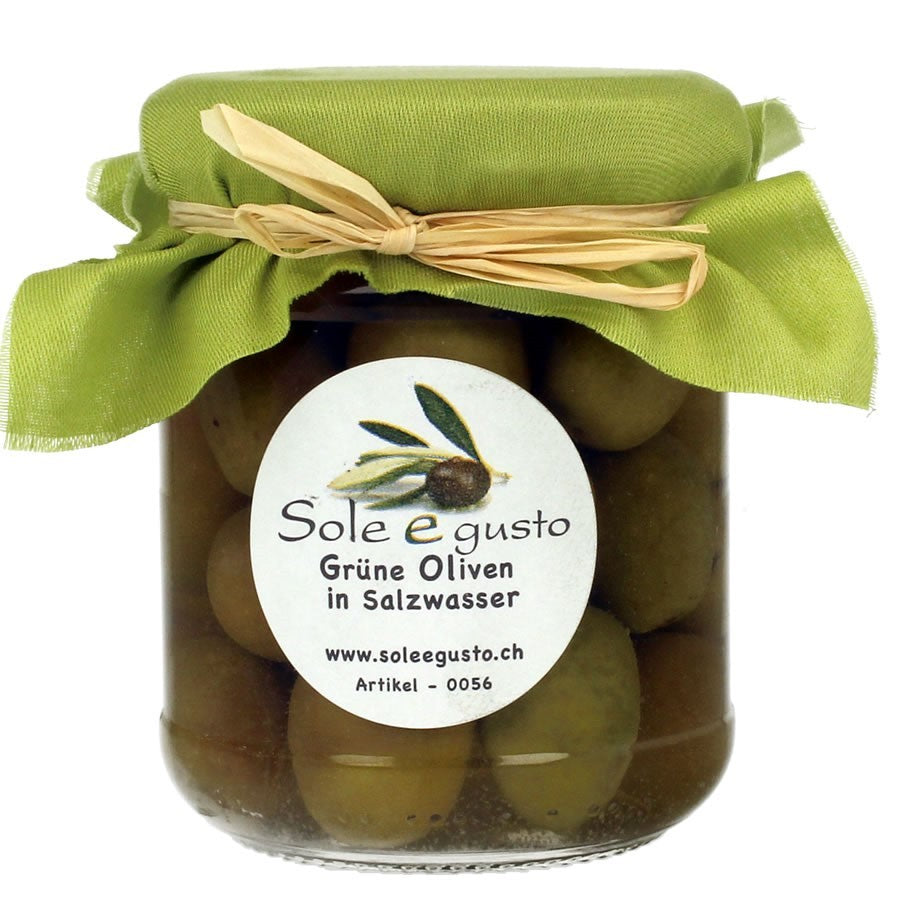 Soleegusto-Olive verdi in acqua e sale (grüne Oliven im Salzwasser) - 110g