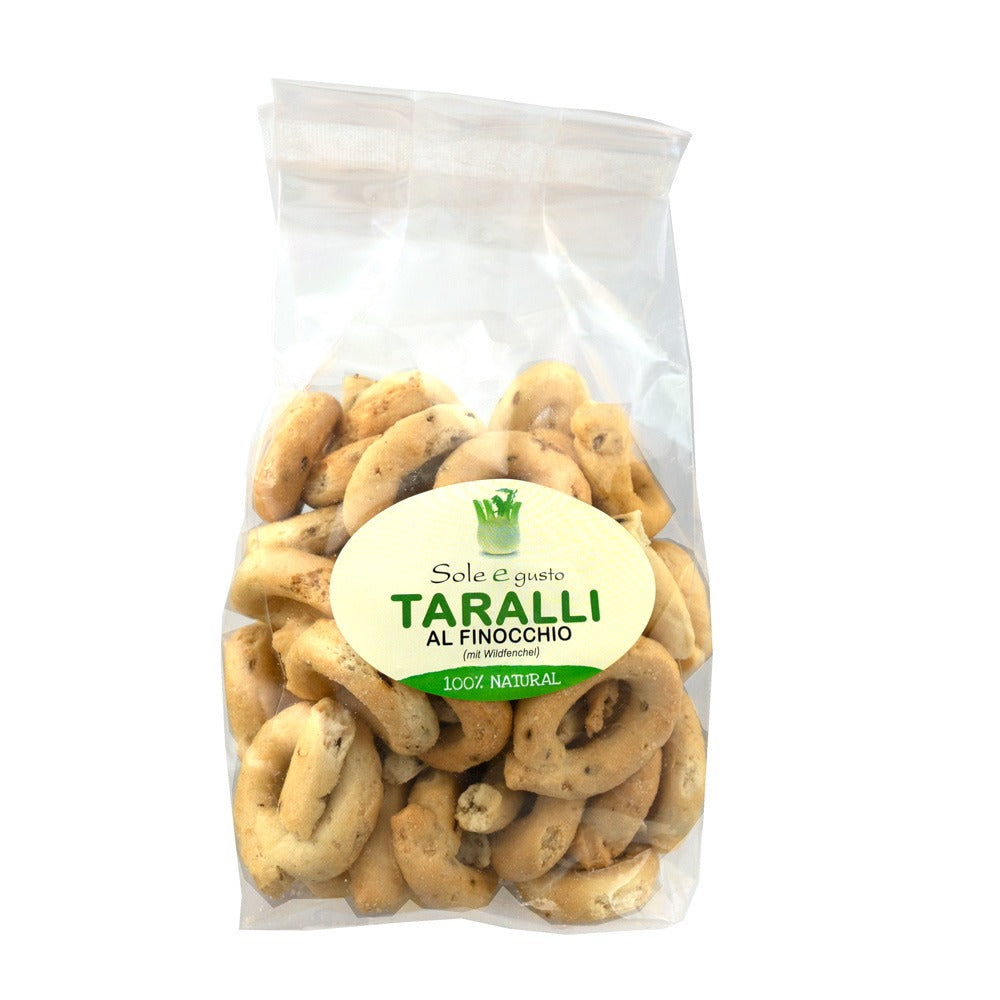 Soleegusto-Taralli al finocchio - Wildfenchelsamen und Urdinkelmehl 300G - Handgemacht und ohne Hefe