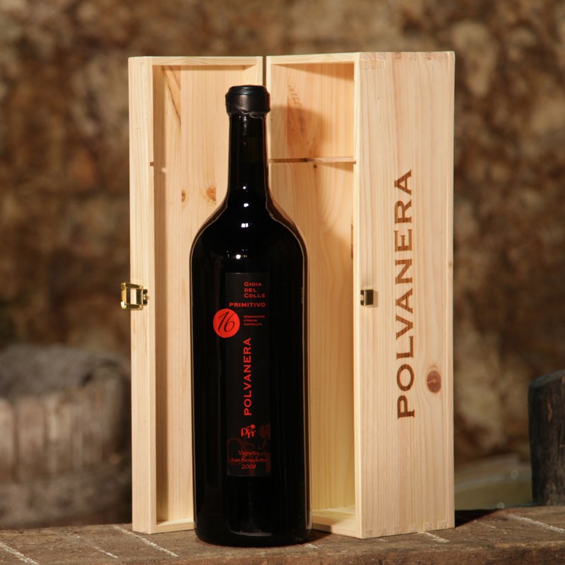 300cl Primitivo 16 Polvanera Doppelmagnum DOC Gioia del Colle in edler Holzkiste