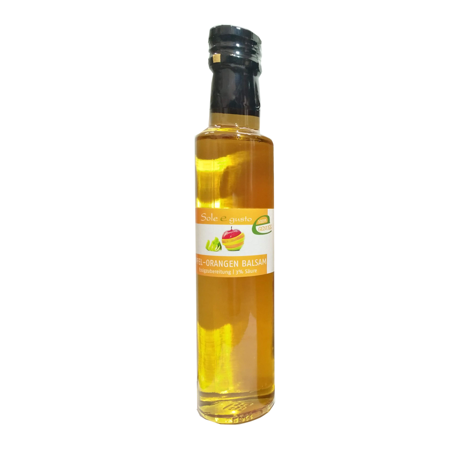 Soleegusto-Aceto Balsamico invecchiato 3 Jahre im Eichenfass gereift -250ml--apfel orangen balsam