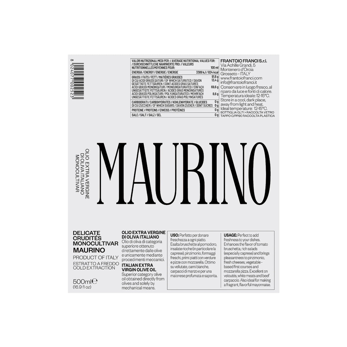Franci Olio Extra Vergine di Oliva - Delicate Maurino 100ml