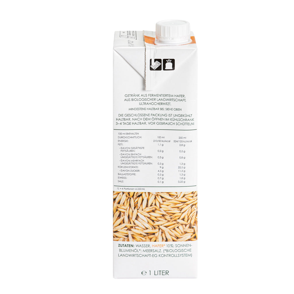 Soleegusto-10 x 1 Liter bio Haferdrink Pur - vegan - laktosefrei - ohne Zuckerzusatz--haferdrink bio hofgut vi