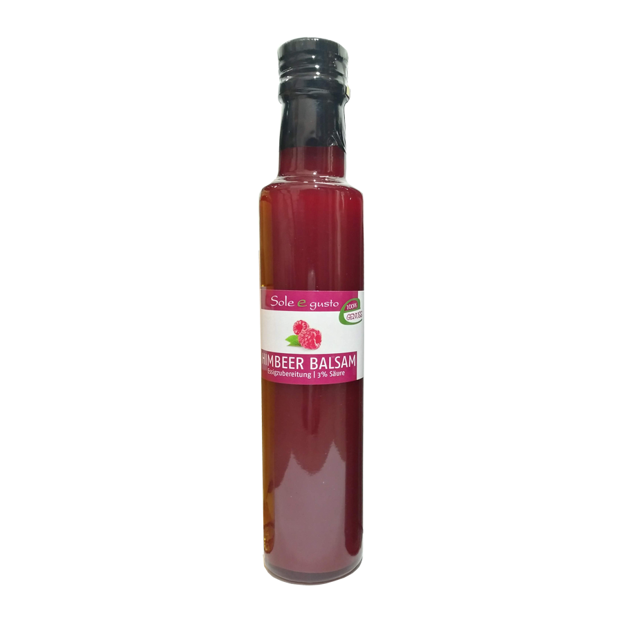 Soleegusto-Aceto Balsamico invecchiato 3 Jahre im Eichenfass gereift -250ml--himbeer balsam