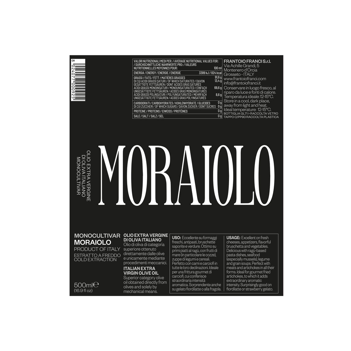 Franci Olio Extra Vergine di Oliva - Moraiolo 100ml