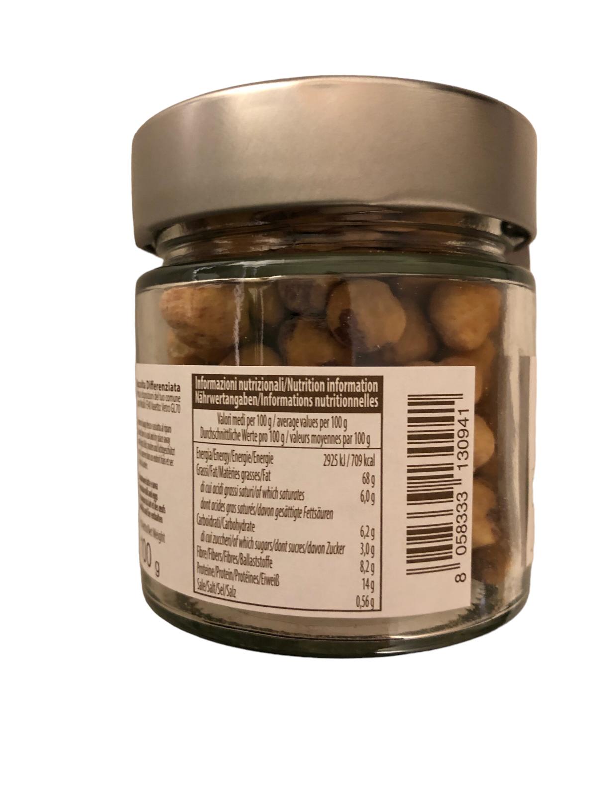 Soleegusto-Haselnüsse del Piemonte mit Meersalz, geröstet u. geschält bio 100g--noccole tostate e salate retro