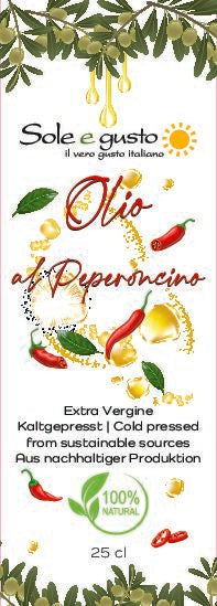 250ml Olivenöl Extra Vergine mit Peperoncino
