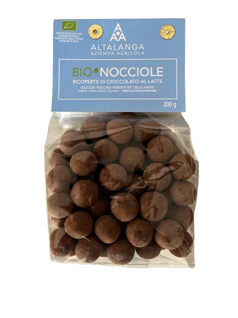 200g geröstete bio Haselnüsse del Piemonte mit Milchschokoade - La Tonda I.G.P. (Kopie)