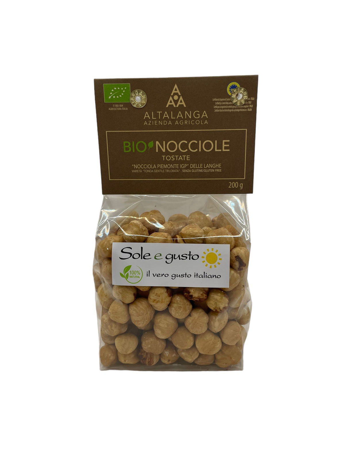 Soleegusto-geröstete und geschälte bio Haselnüsse del Piemonte La Tonda I.G.P. - 200g--bild haselnüsse g