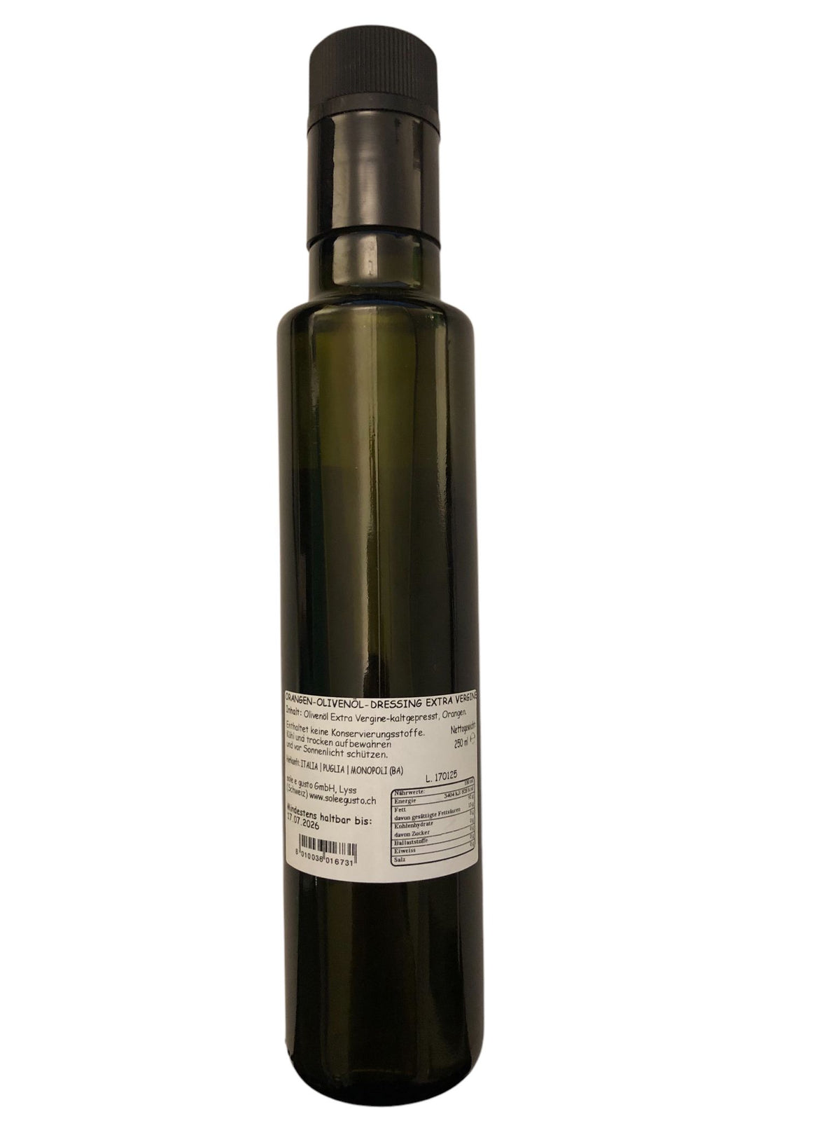 Soleegusto-15 x 250ml Olio d'oliva Extra Vergine al limone kaltgepresst, in Glasflsche--bild olio d oliva all arancia retro