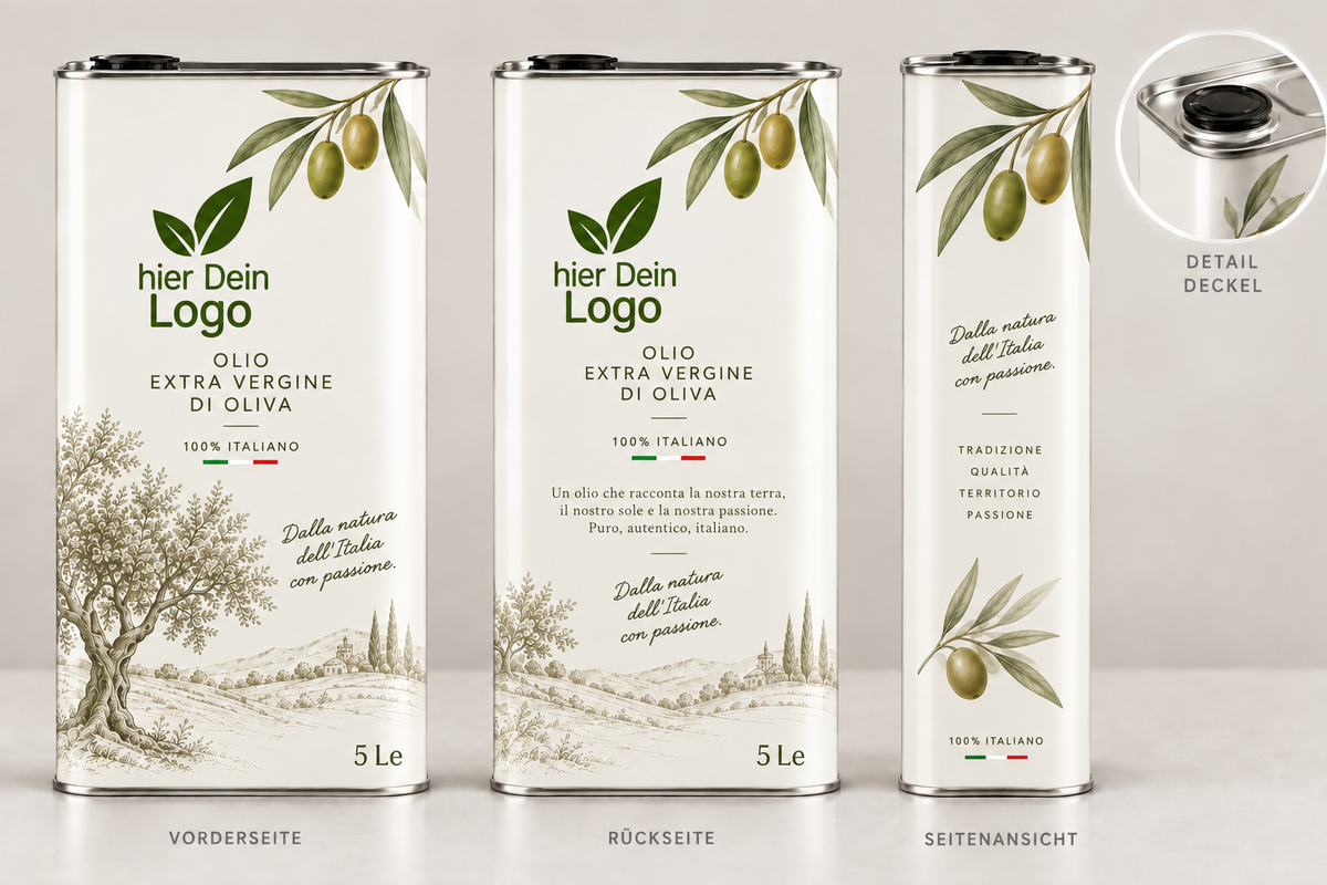 1 Liter Olivenöl Extra Vergine kaltgepresst in Aludose personalisiert (Apulien)