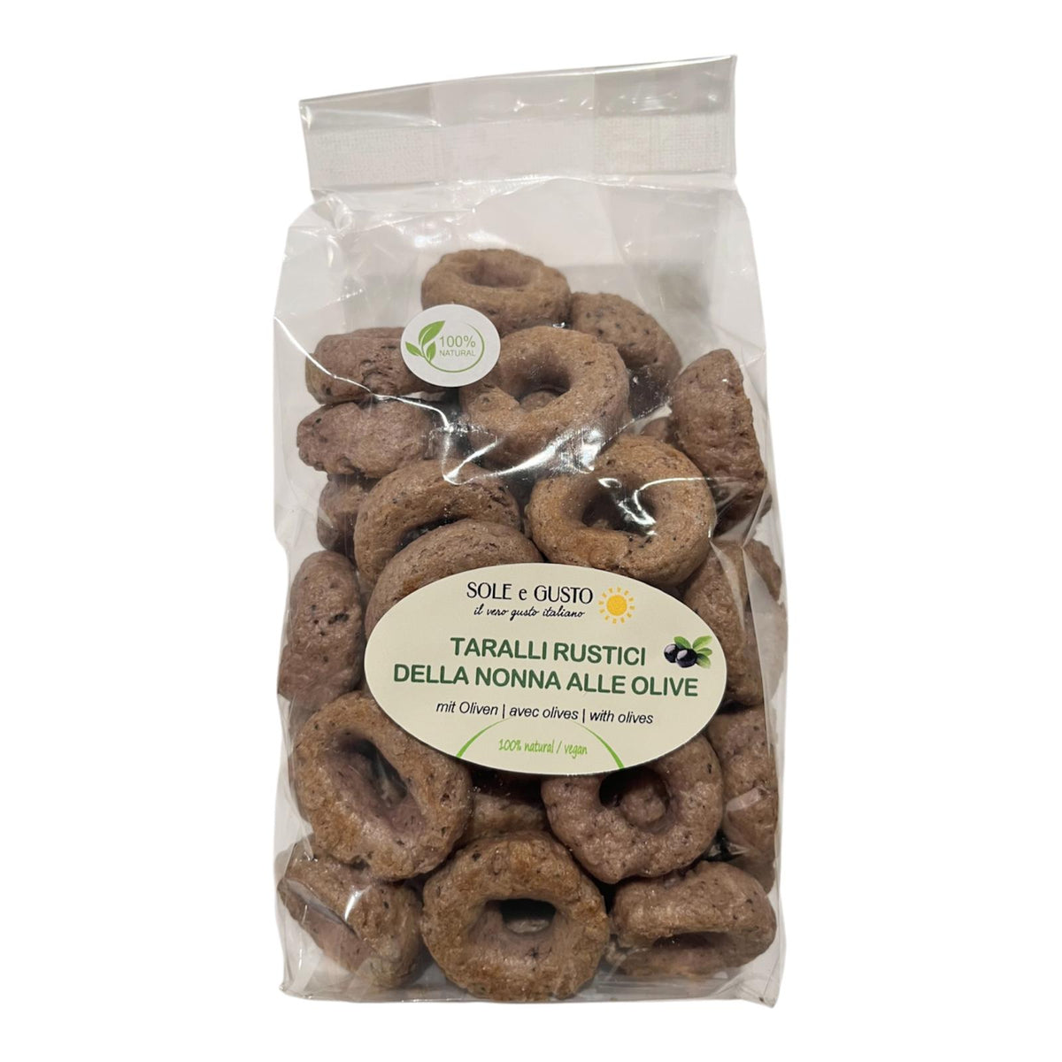 Taralli Rustici della nonna alle Olive 350g, with ancient wheat, Madre lievito, without yeast