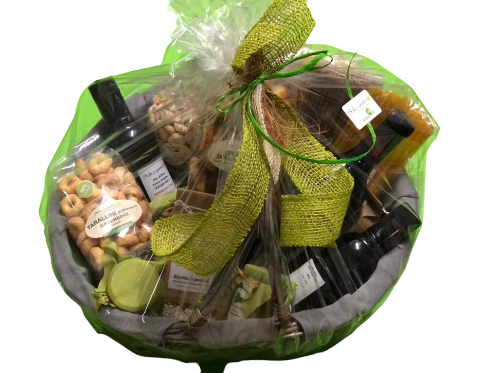Soleegusto-Geschenk in Recycling-Box uno piccolo--bild apero und pasta geschenkkorb