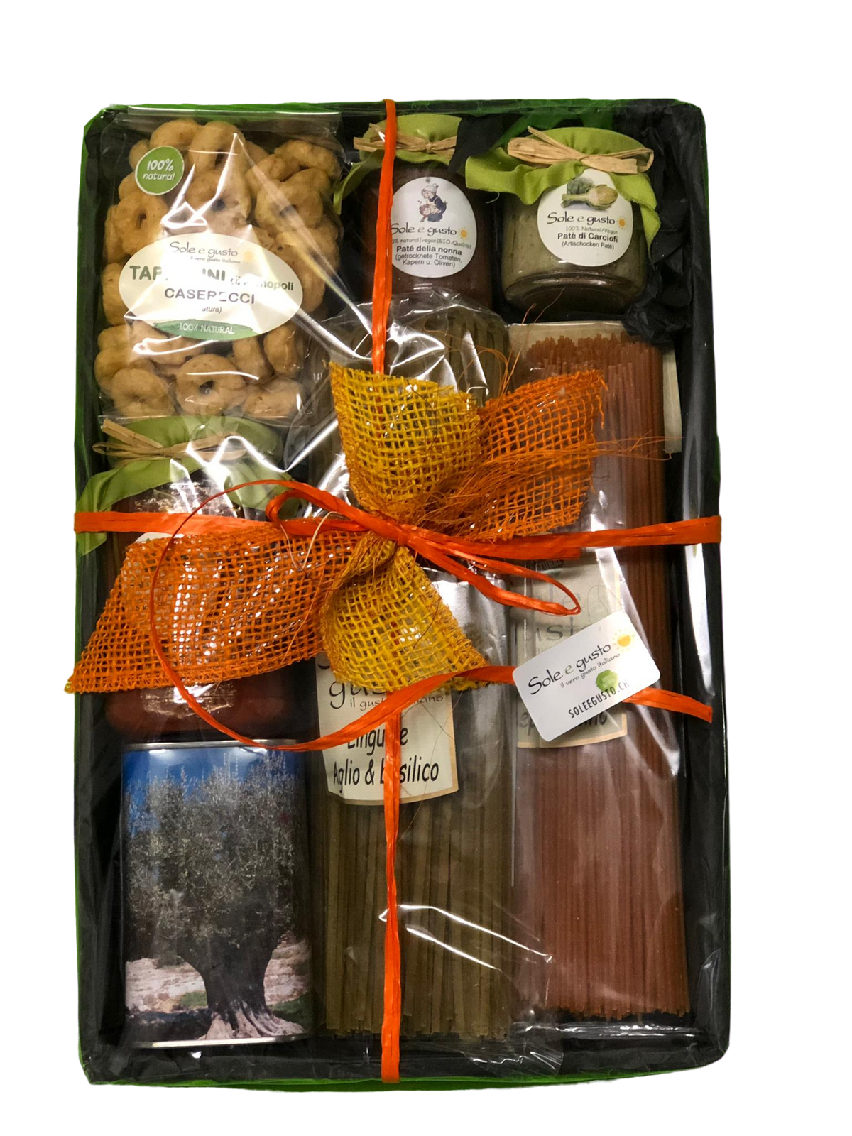 Soleegusto-Geschenk in Recycling-Box uno piccolo--bild apero und pasta geschenkset