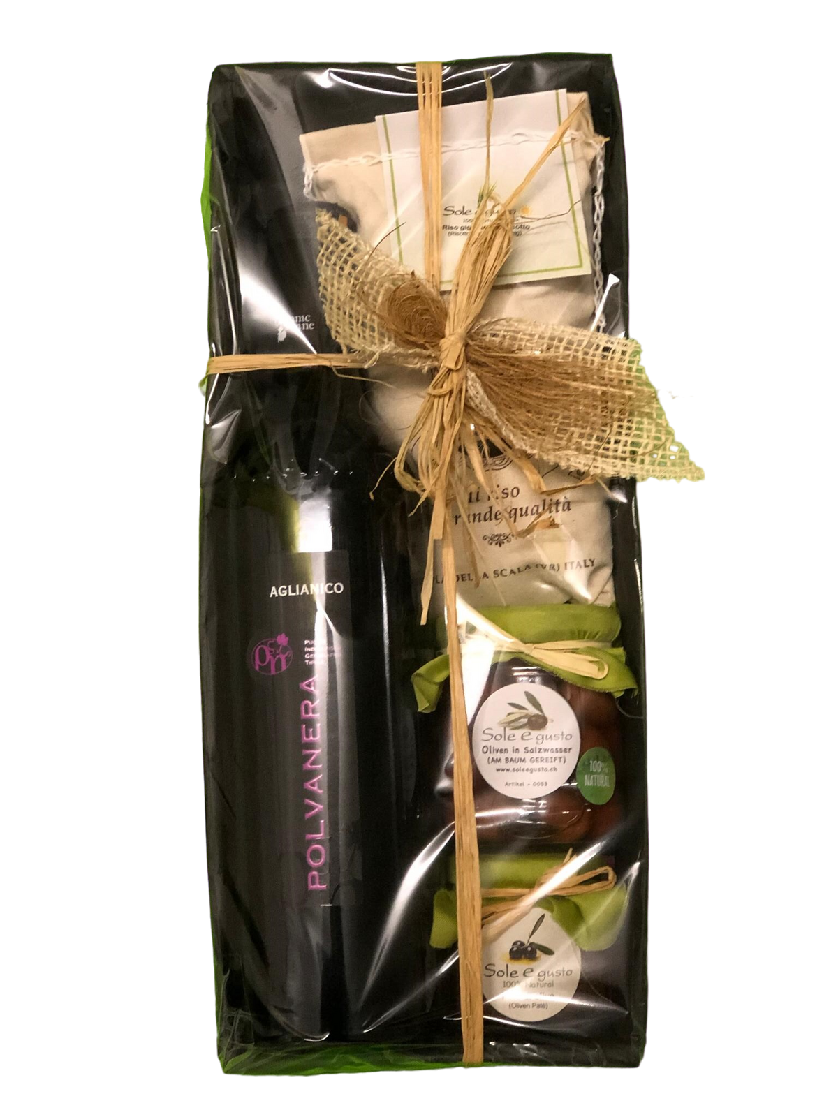 Soleegusto-Geschenk in Recycling-Box uno piccolo--bild risotto mit rotwein geschenkset