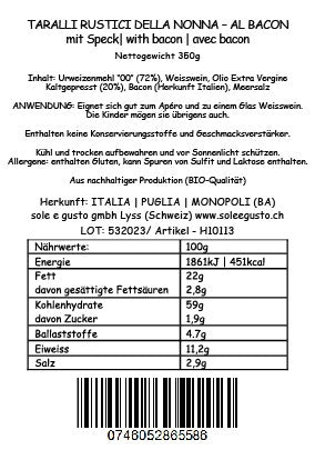 Soleegusto-Taralli Rustici della Nonna al bacon 350g, mit Urweizen, Madre lievito, ohne Hefe--bozza taralli rustici al bacon retro