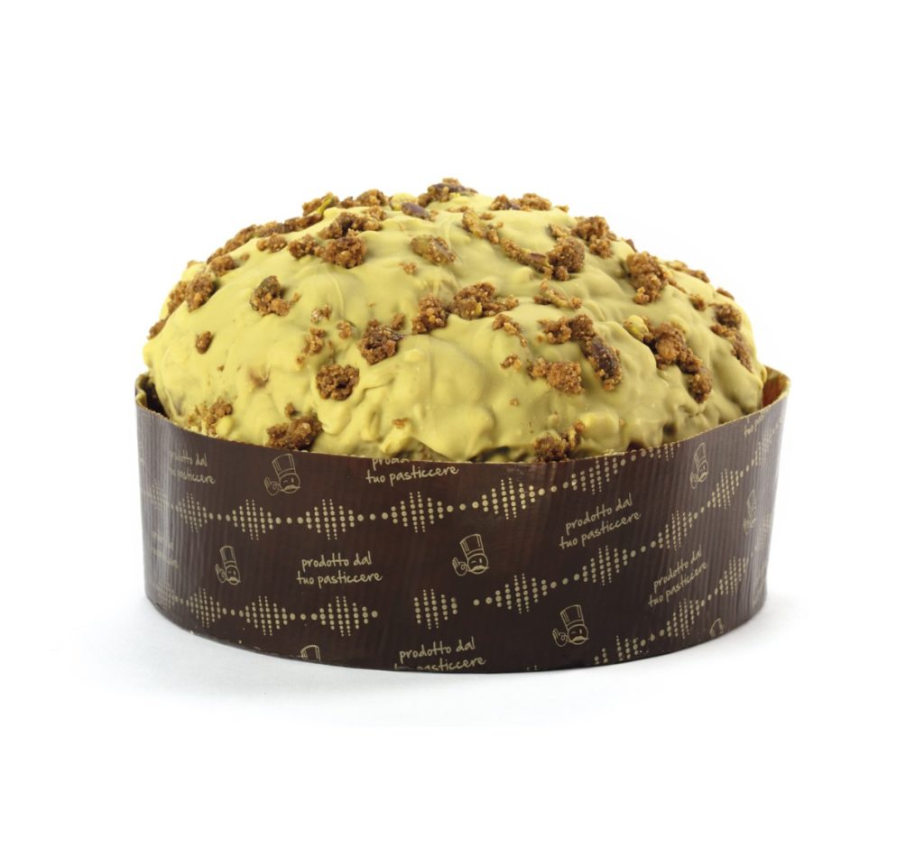 Soleegusto-Panettone al Pistacchio di Angelo mit Cremefüllung aus Pistazien im Spritzbeutel 100% natürlich und Handmade - Lieferung ab 01. Nov. 2025--foto panettone ruci di sicilia