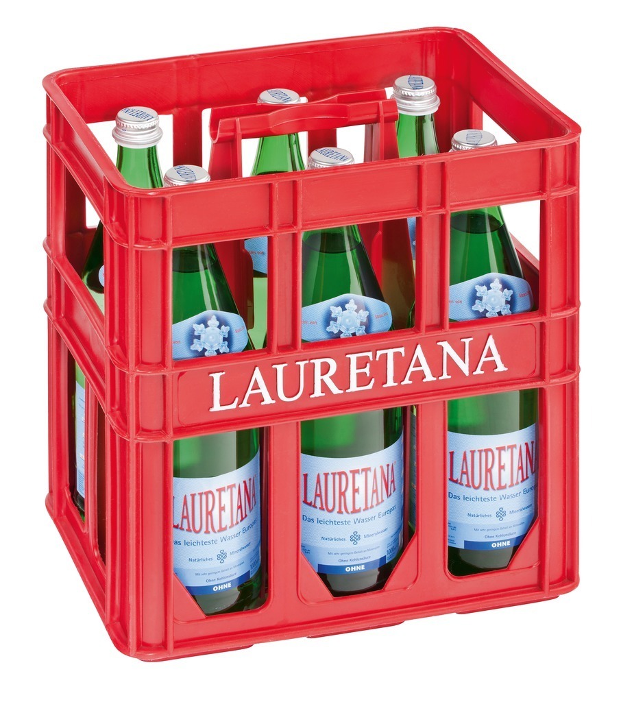 Soleegusto-Lauretana Mineralwasser ohne Kohlensäure 6 x 1 Liter in Glasflasche (1 Palette 48 Harassen)--lauretana mineralwasser mit in glasflasche