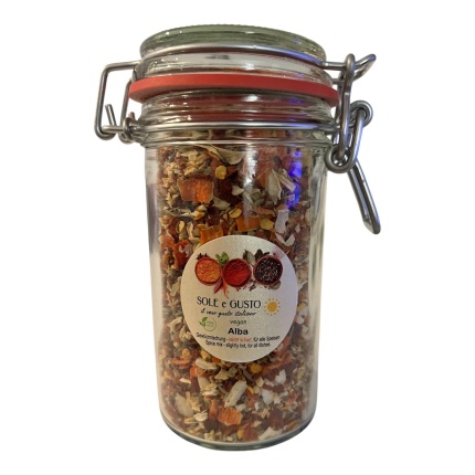 Soleegusto-12 x 80g Gewürzmischung Alba – leicht scharf und ohne Salz - im Weckglas--bild gewürz alba