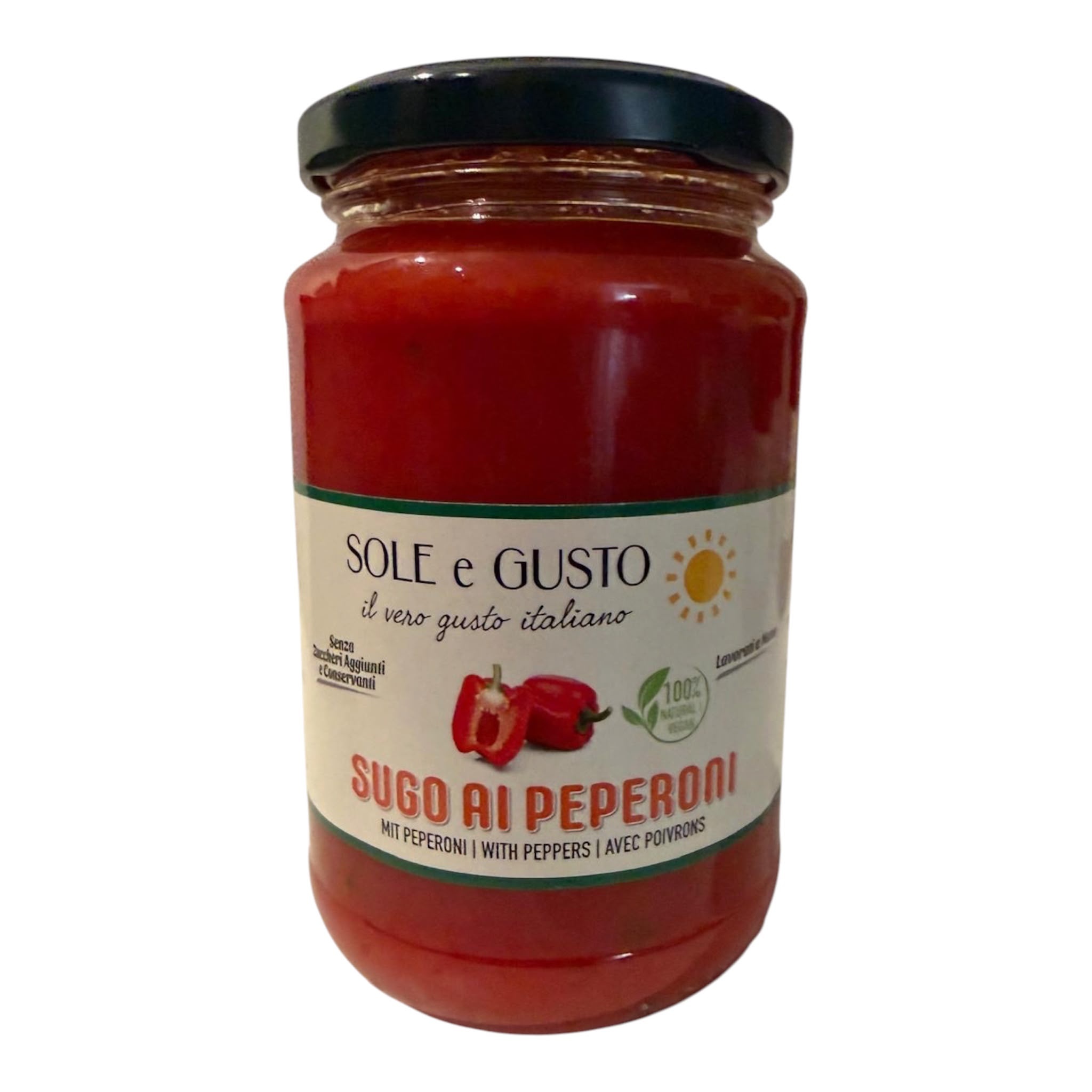 Soleegusto-12 x 350g Sugo ai peperoni - Tomaten-Sugo mit Peperoni und ohne Zuckerzusatz--bild sugo ai peperoni